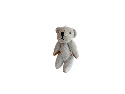 Small Suede Leather Teddy Bear For Doll Craft Ornament Gift Tag (gray)
