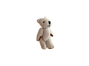 Small Suede Leather Teddy Bear For Doll Craft Ornament Gift Tag (cream)