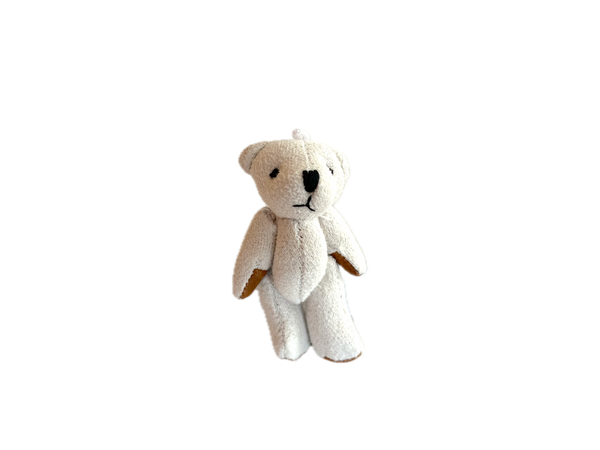 Small Suede Leather Teddy Bear For Doll Craft Ornament Gift Tag (cream)