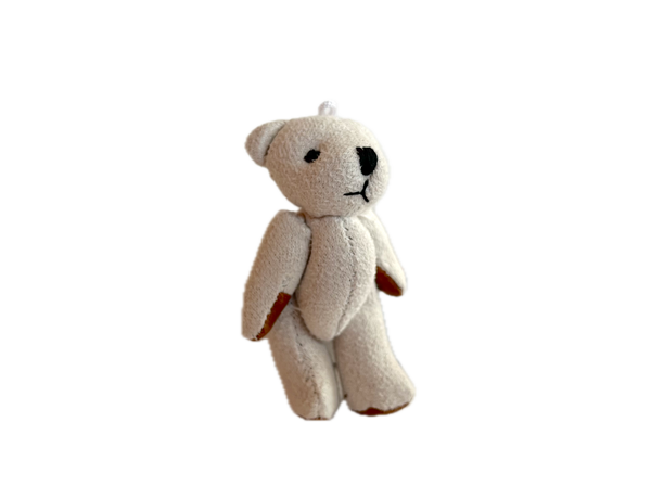 Small Suede Leather Teddy Bear For Doll Craft Ornament Gift Tag (cream)