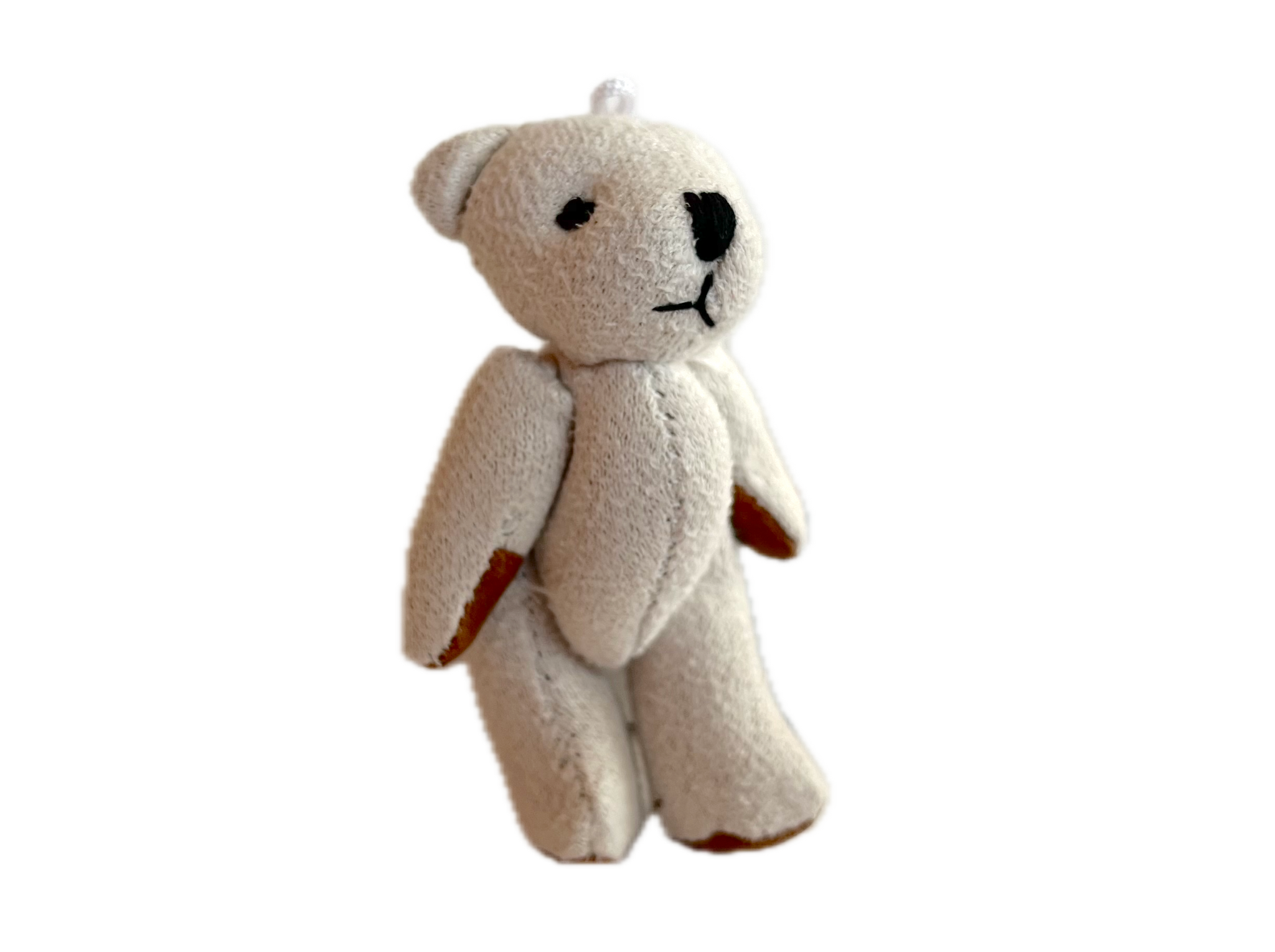 Small Suede Leather Teddy Bear For Doll Craft Ornament Gift Tag (cream)