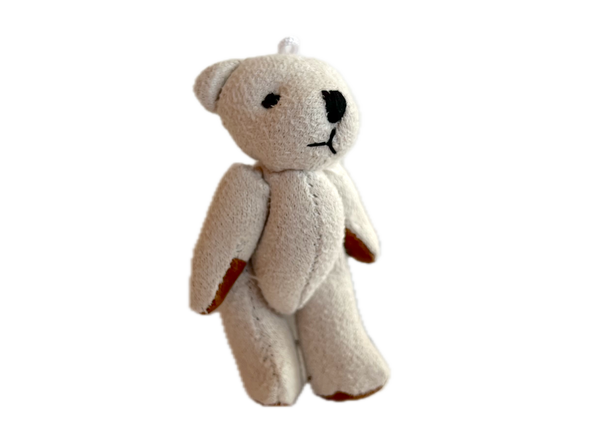 Small Suede Leather Teddy Bear For Doll Craft Ornament Gift Tag (cream)