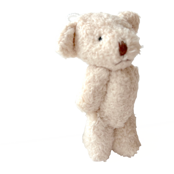 Small Beige Stuffed Teddy Bear Pocket Pal Keychain Backpack Zipper