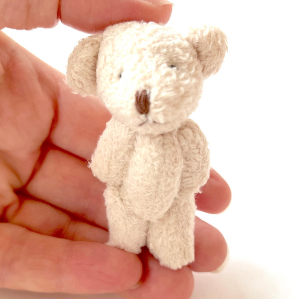 Small Beige Stuffed Teddy Bear Pocket Pal Keychain Backpack Zipper