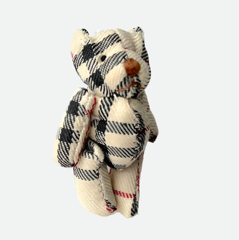 Mini Tartan Plaid Stuffed Teddy Bear for Christmas Craft Ornament Dollhouse Gift Tag