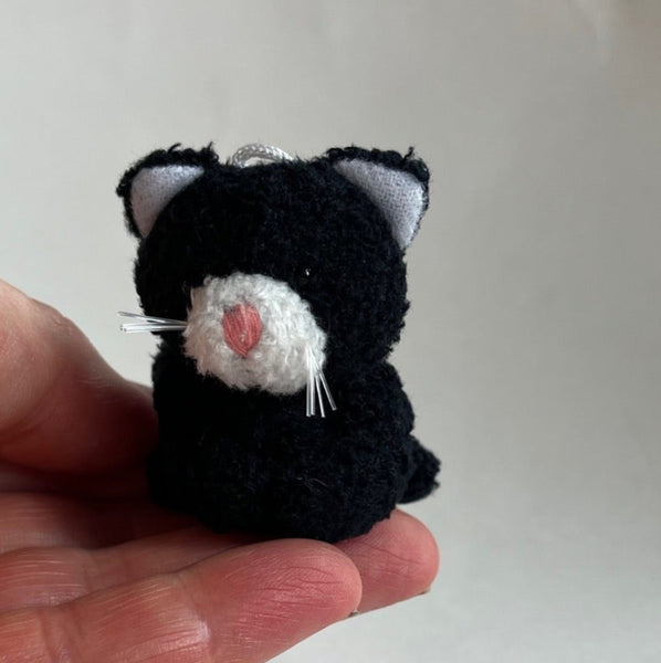 Small Stuffed Kitty Cat (Black White)