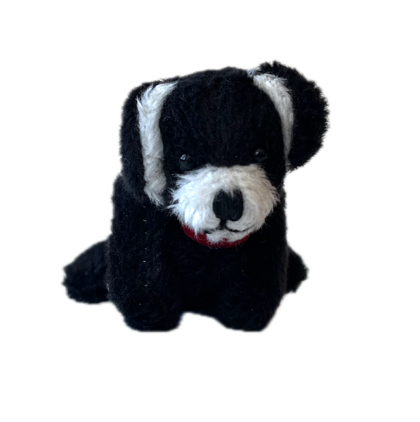 Mini Stuffed Puppy Dog Bag Charm (Black White)