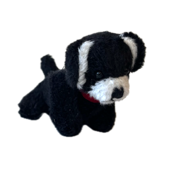 Mini Stuffed Puppy Dog Bag Charm (Black White)