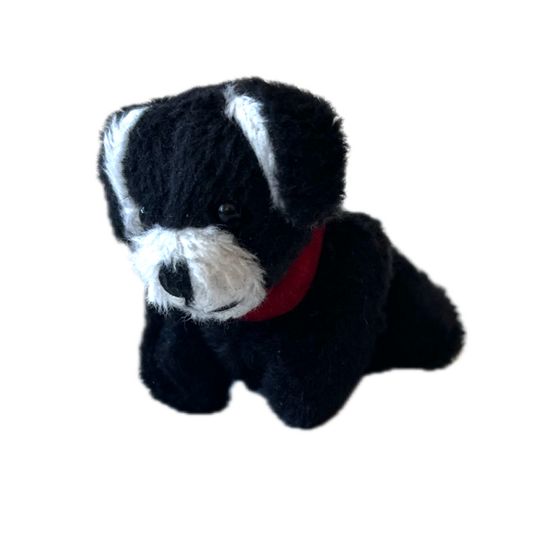 Mini Stuffed Puppy Dog Bag Charm (Black White)
