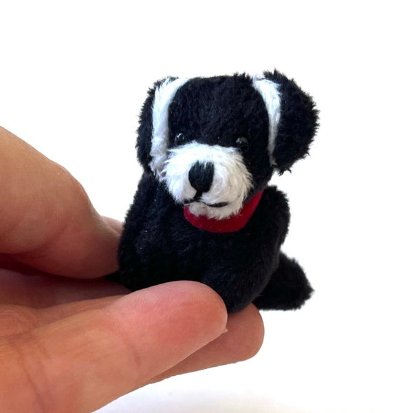Mini Stuffed Puppy Dog Bag Charm (Black White)