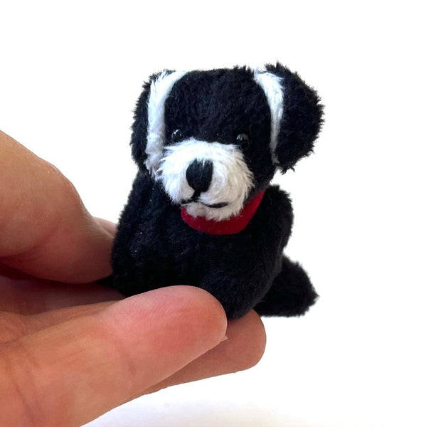 Mini Stuffed Puppy Dog Bag Charm (Black White)