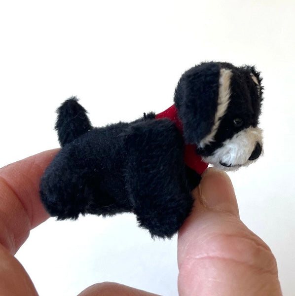 Mini Stuffed Puppy Dog Bag Charm (Black White)
