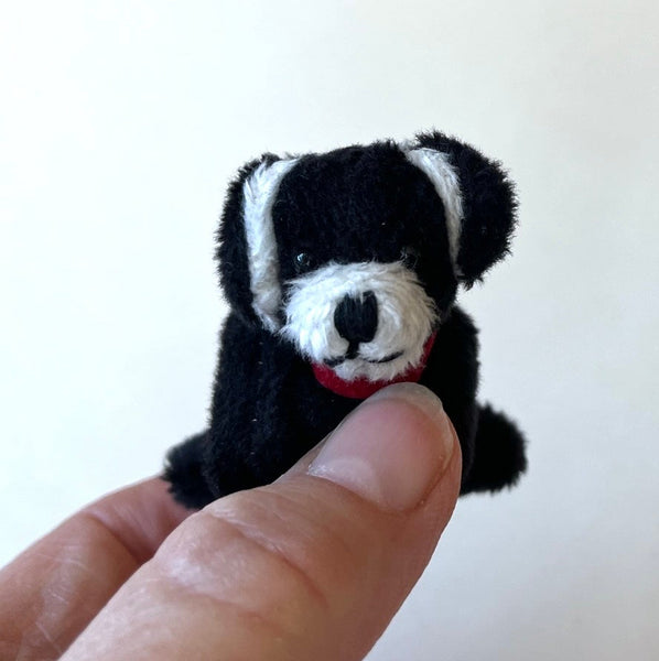 Mini Stuffed Puppy Dog Bag Charm (Black White)