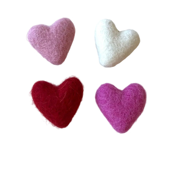 Mini Felt Heart Valentines Decor Pocket Heart (set of 4)