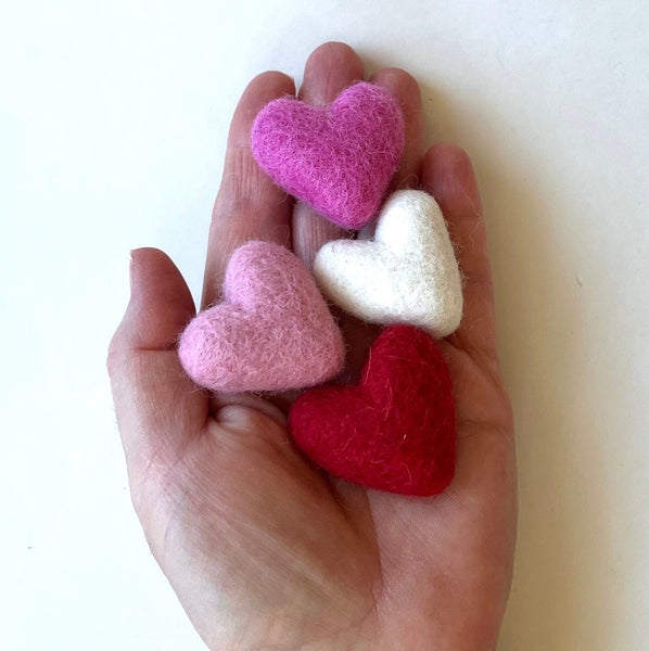 Mini Felt Heart Valentines Decor Pocket Heart (set of 4)