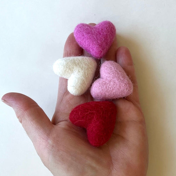 Mini Felt Heart Valentines Decor Pocket Heart (set of 4)