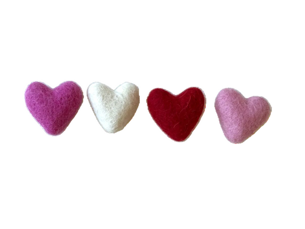 Mini Felt Heart Valentines Decor Pocket Heart (set of 4)