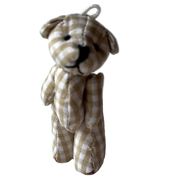 Tiny Beige Plaid Gingham Stuffed Teddy Bear Dollhouse Doll Accessory (Copy)