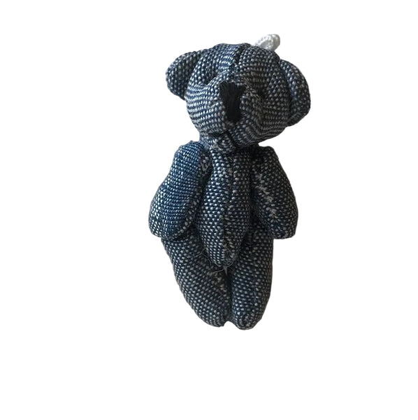 Tiny Blue Denim Stuffed Teddy Bear Dollhouse Doll Accessory
