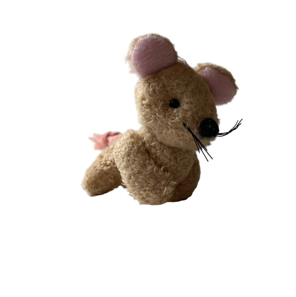 Small Stuffed Mouse Bag Charm Beige