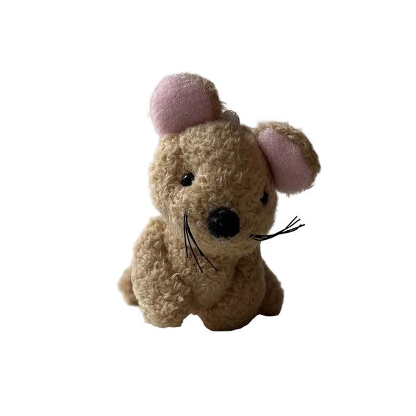 Small Stuffed Mouse Bag Charm Beige