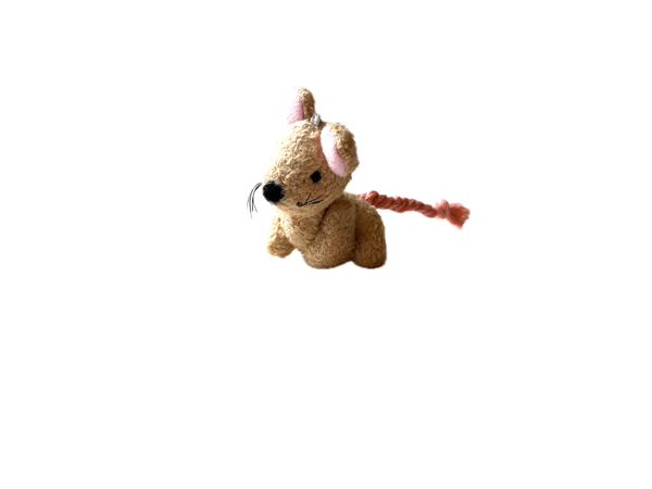Small Stuffed Mouse Bag Charm Beige