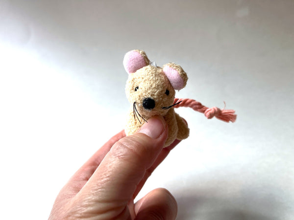 Small Stuffed Mouse Bag Charm Beige