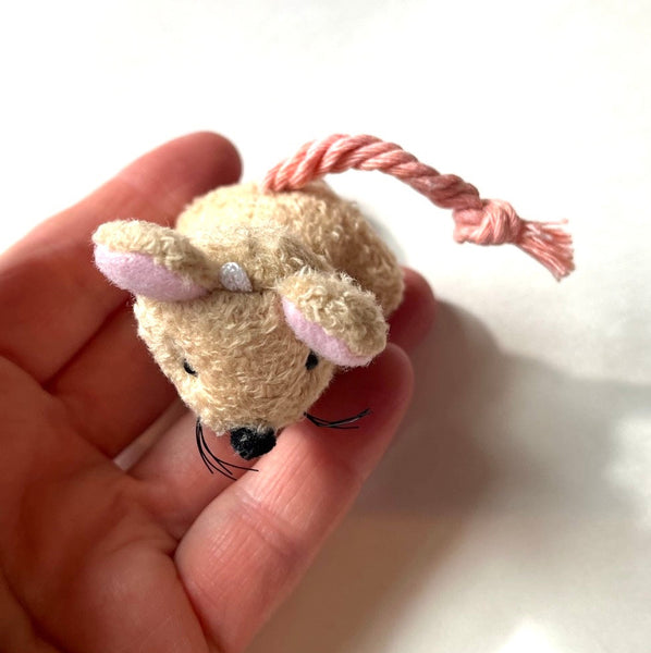 Small Stuffed Mouse Bag Charm Beige