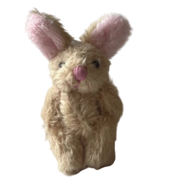 Tiny  Light Brown Plush Bunny Pink Ear