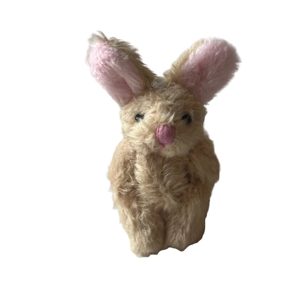 Tiny  Light Brown Plush Bunny Pink Ear