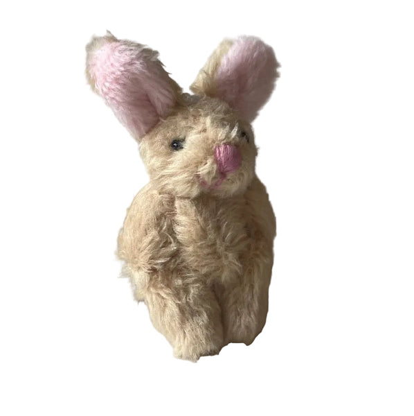 Tiny  Light Brown Plush Bunny Pink Ear