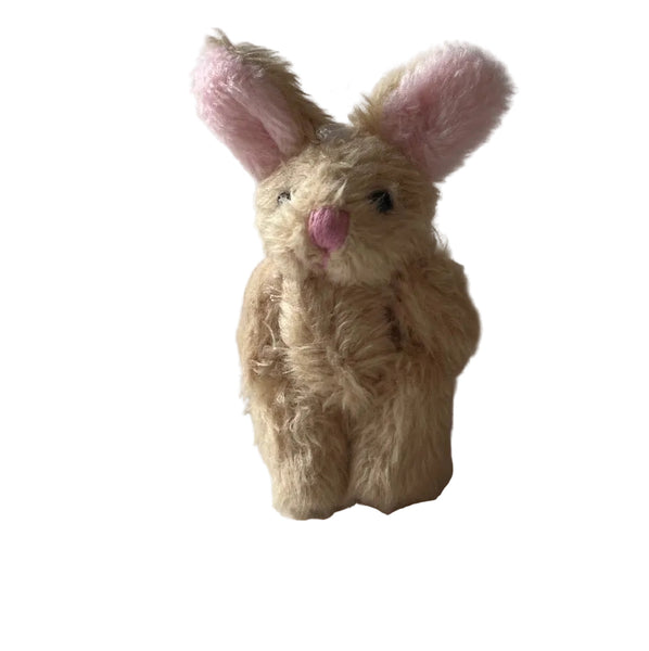 Tiny  Light Brown Plush Bunny Pink Ear