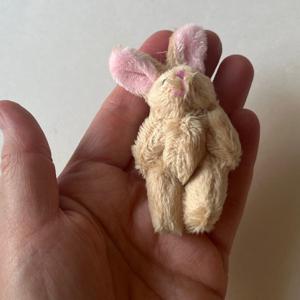 Small Light Brown Plush Bunny Pink Ears