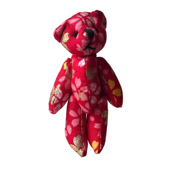 Small Red Stuffed Bear Backpack Charm Dollhouse Decoration Craft Supply