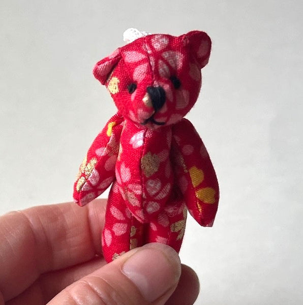 Small Red Stuffed Bear Backpack Charm Dollhouse Decoration Craft Supply