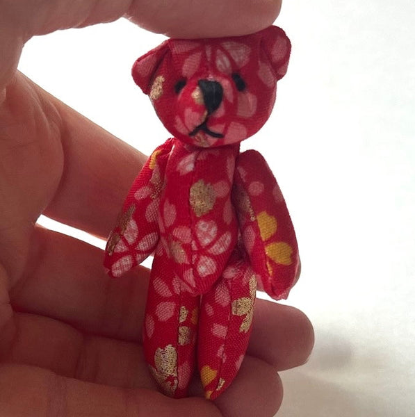 Small Red Stuffed Bear Backpack Charm Dollhouse Decoration Craft Supply