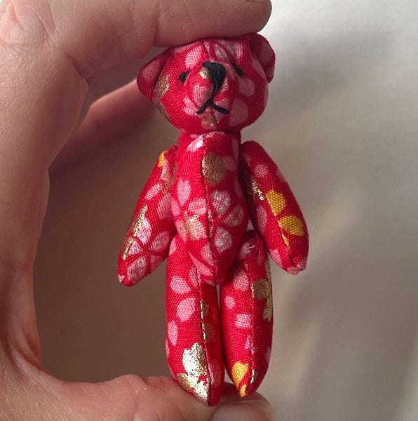 Small Red Stuffed Bear Backpack Charm Dollhouse Decoration Craft Supply