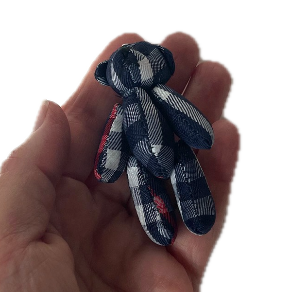 Small Blue Plaid Teddy Bear Christmas Bear Craft Supply