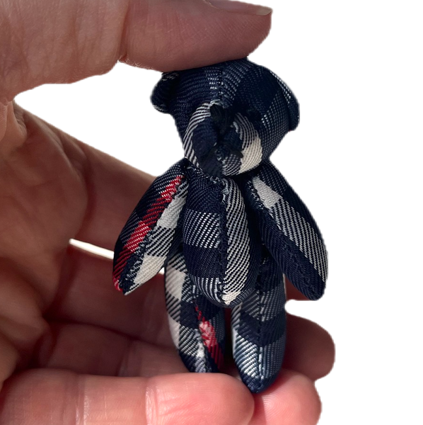 Small Blue Plaid Teddy Bear Christmas Bear Craft Supply