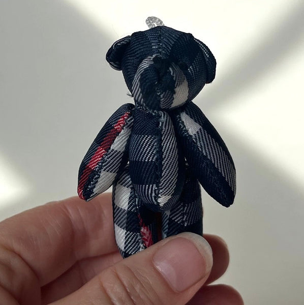 Small Blue Plaid Teddy Bear Christmas Bear Craft Supply