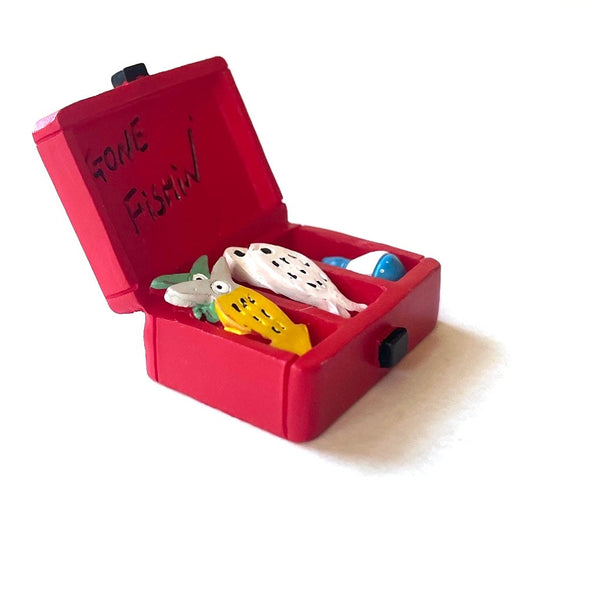 Miniature Red Tackle Box Fairy Garden  Dollhouse Diorama