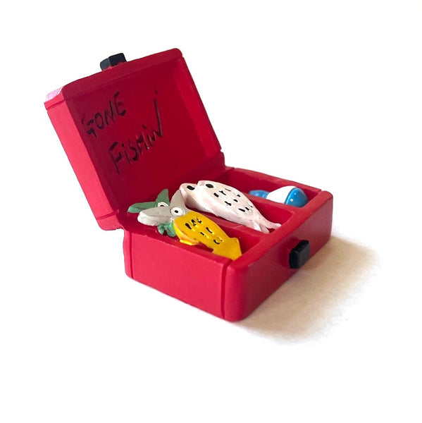 Miniature Red Tackle Box Fairy Garden  Dollhouse Diorama