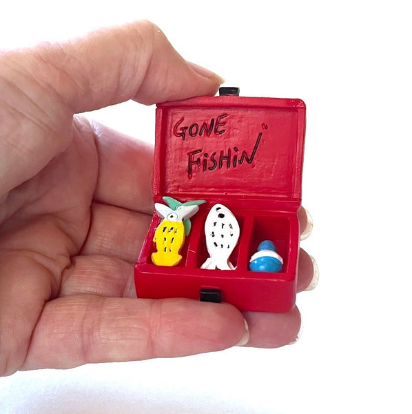 Miniature Red Tackle Box Fairy Garden  Dollhouse Diorama