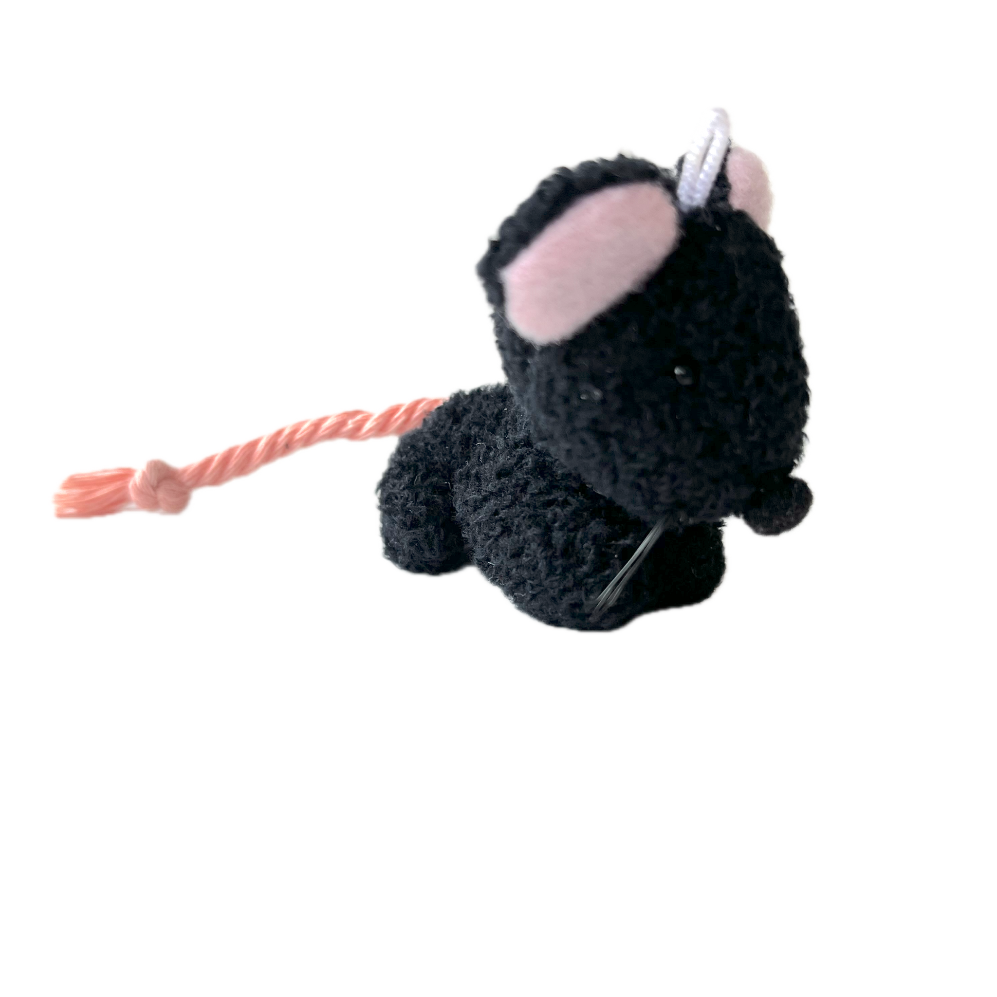 Small Stuffed Mouse Bag Charm (Black)