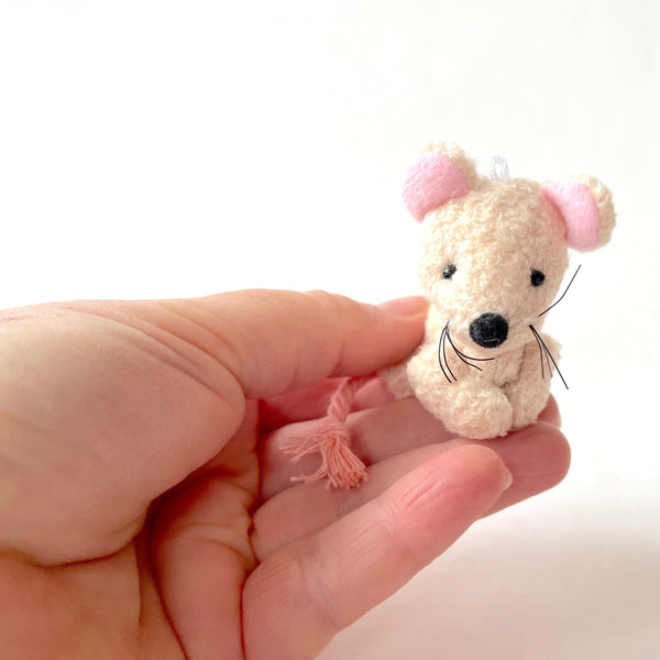 Mini Stuffed Mouse  Bag Charm (Beige)